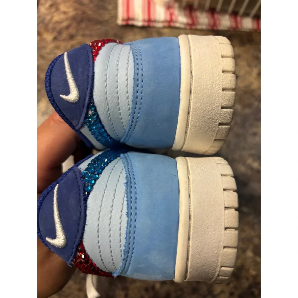 Nike Dunk Low SE Industrial Blue White Rhinestone Kids 6Y HF5742-111 Sneakers